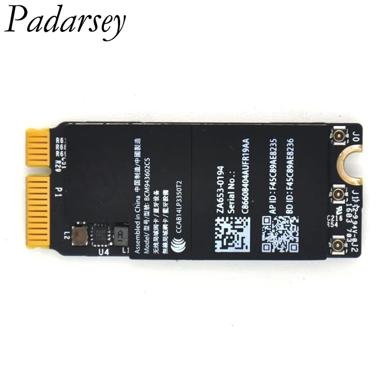 Беспроводной модуль Wi-Fi Padarsey Bluetooth 4 0 Bt Bcm94360csax 2012-2015 Retina MacBook Pro a1398 A1502 653-0029 802.11ac -