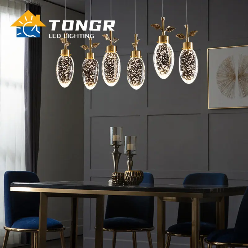 Modern Luxury Crystal Pendant Lamps Home Decor Bedside Hanging Light for Living Room Kictchen Bedroom Copper Chandelier Lights