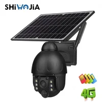 SHIWOJIA 4G Version 1080P HD Solar Panel Outdoor Surveillance Camera Smart Home Alarm Long Standby for Farm Ranch Forest