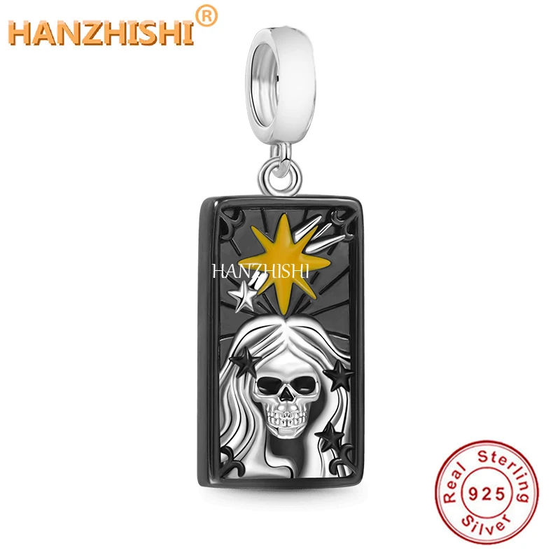 

Black Square Engraved Skull dangle Bead Charm 925 Sterling Silver Fit All Major Brands of Bracelets Necklaces Jewelry Berloque