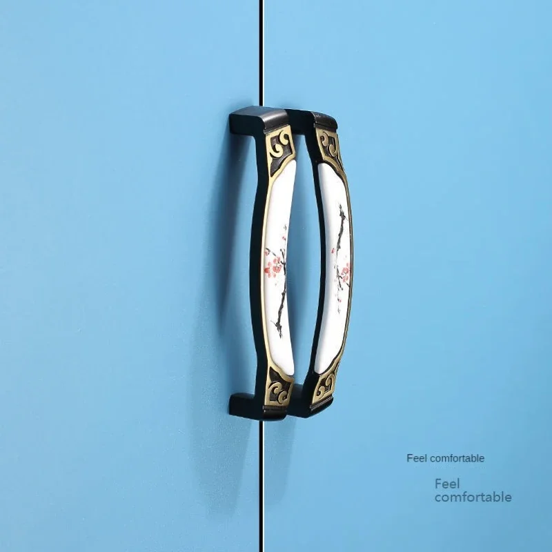 Европейский стиль ретро бронзовая керамическая дверная ручка мебельная для