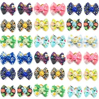 50/100pcs Handmade Dog Bows Flowers Pattern Bows Pet Grooming Accessories Products Dog Bow for Small Dogs Charms Hair Bows