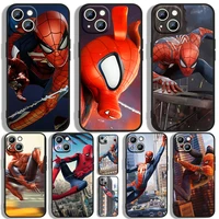 marvel spiderman anime phone case for apple iphone 11 12 13 14 max mini 5 6 7 8 s se x xr xs pro plus black luxury silicone soft