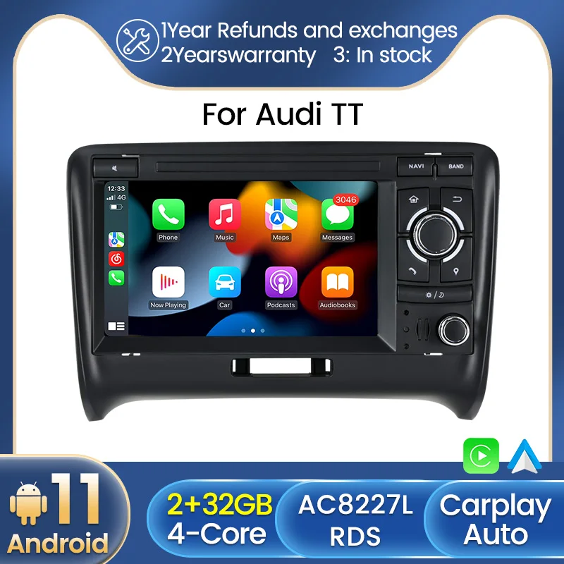 Автомагнитола для Audi TT MK2 8J 2006-2012 7 дюймов Android 11 DSP мультимедийный видеоплеер