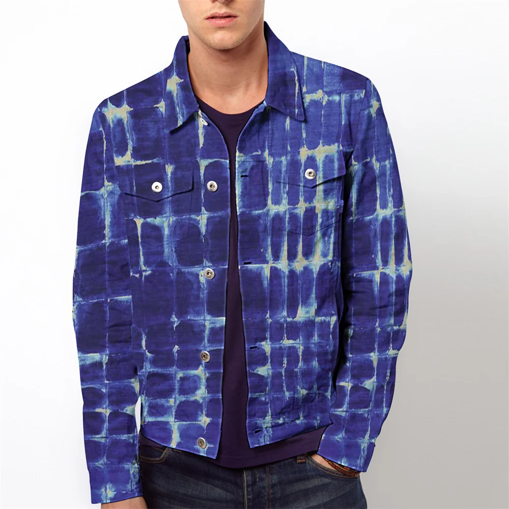 

Куртка мужская с цифровым 3D-принтом, модная верхняя одежда, повседневный топ с отложным воротником и длинным рукавом, осень