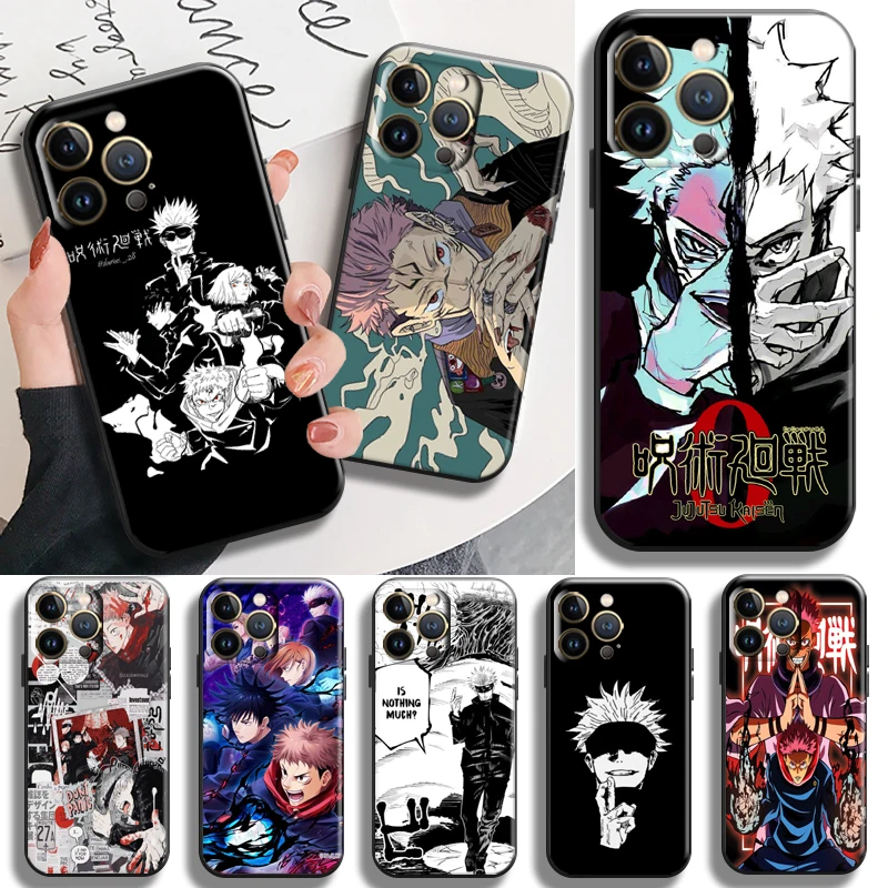 

Anime Jujutsu Kaisen Itadori Yuji Gojo Satoru Phone Case For iPhone 11 12 13 Pro Mini X XR XS Max 5 6 6S 7 8 Plus black funda