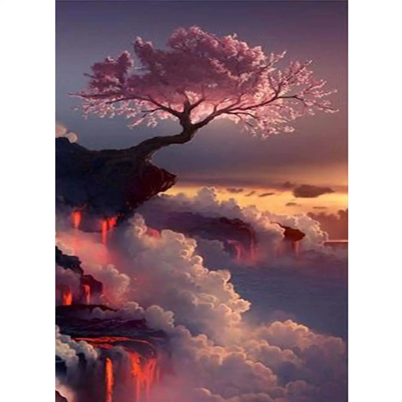 

5D Diamond Painting The Top of The Mountain Cloud Tree Full Drill by Number Kits for Adults, DIY Diamond Set Arts Craft a0033