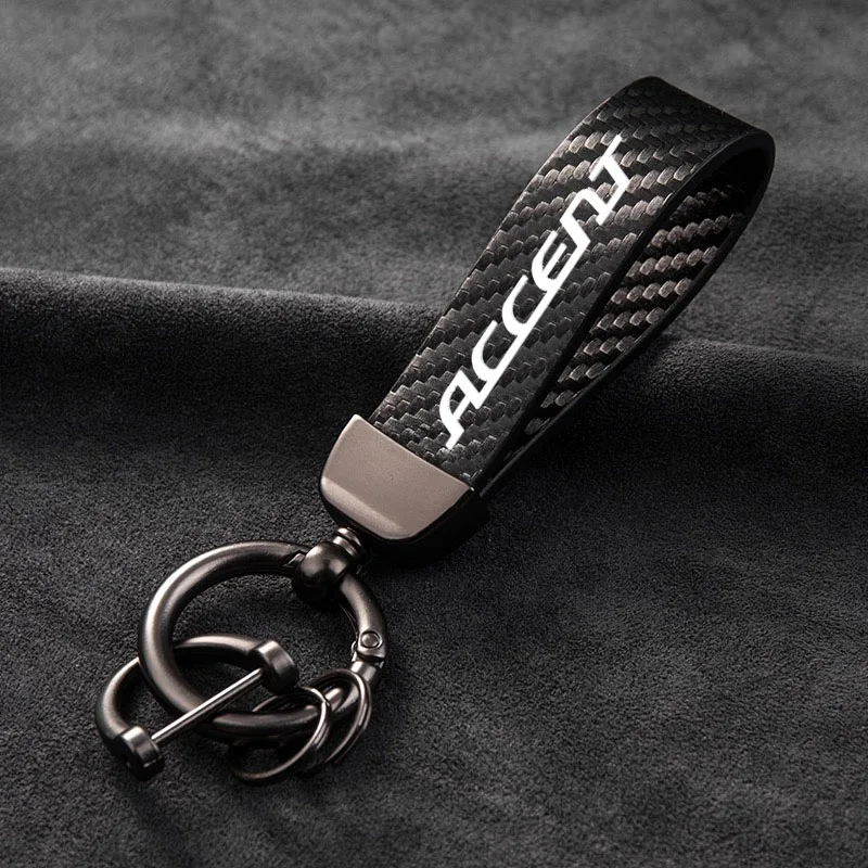 

Leather car keychain horseshoe buckle jewelry key chain for Hyundai accent car accessories With Logo