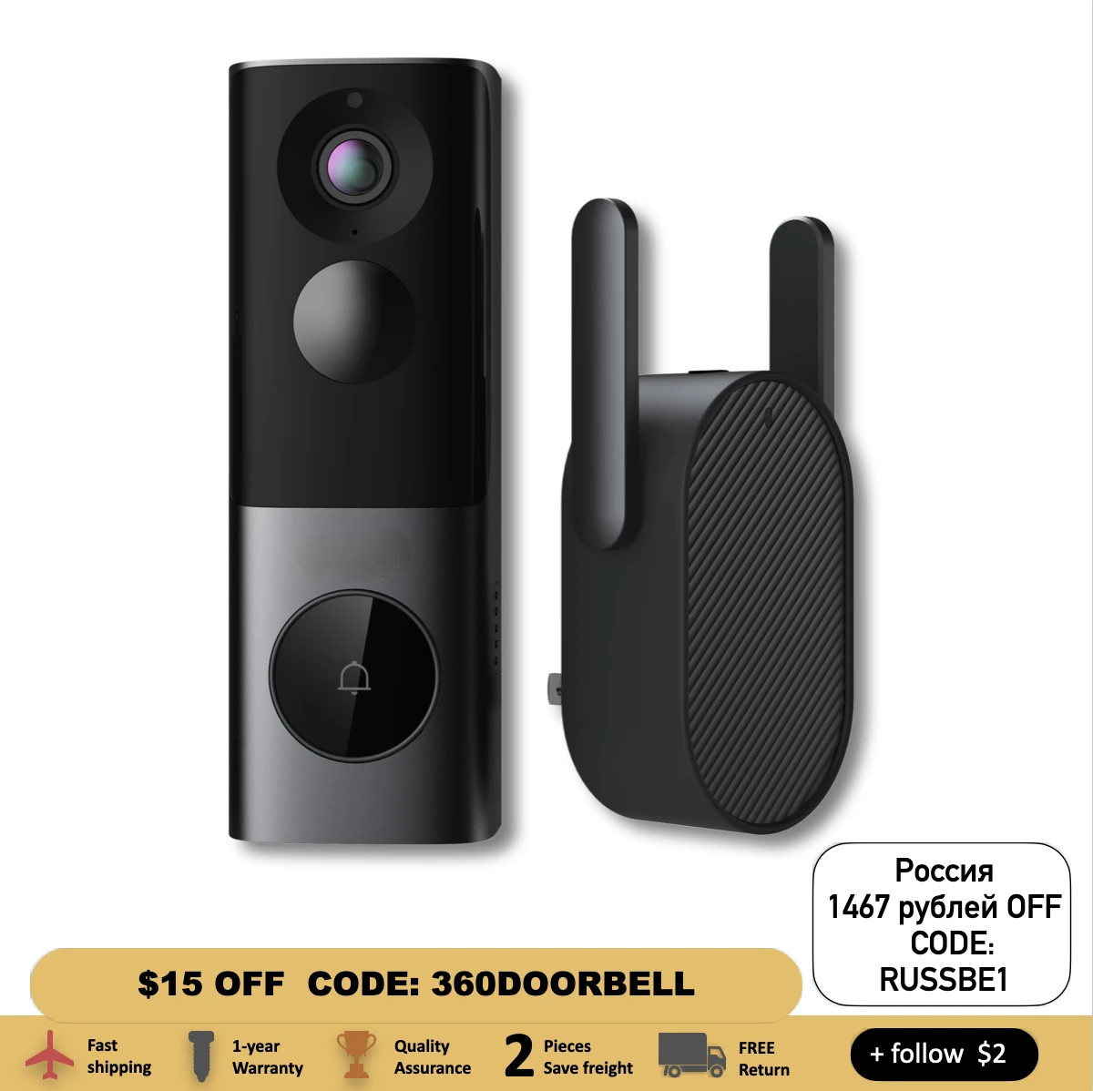 

Дверной звонок X3 для умного дома, беспроводной, Wi-Fi, 5 МП, 1920P