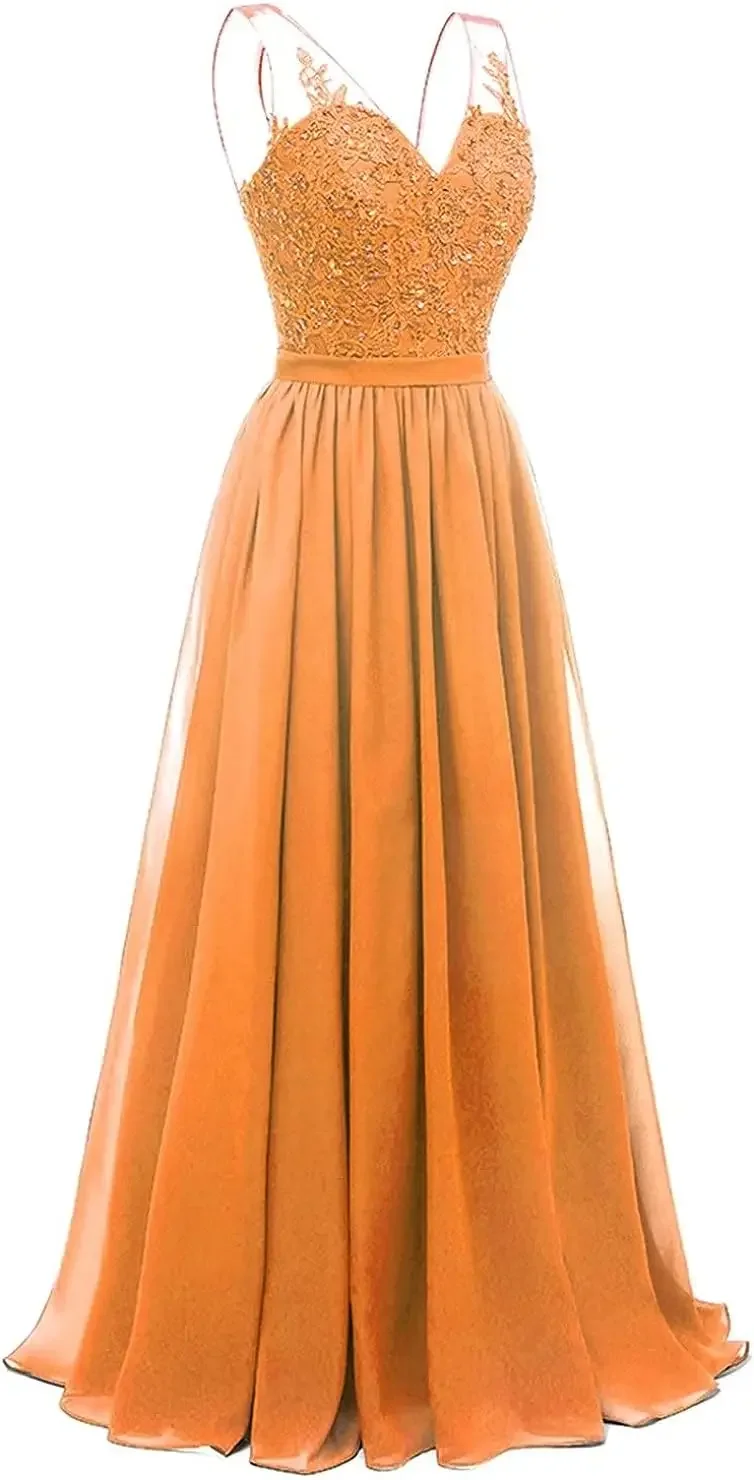 Бирюзовые шифоновые платья подружки невесты с v-образным вырезом длинные