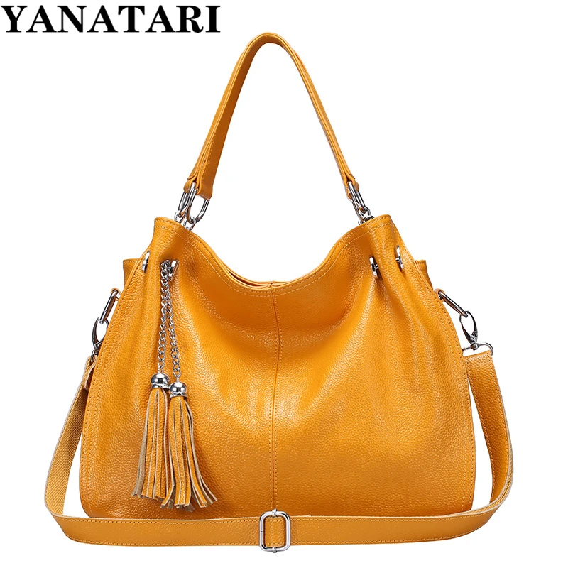 YANATARI New Versatile Genuine Leather Women's Handbag Casual Soft Leather Shoulder Bag Large Capacity Crossbody Bag