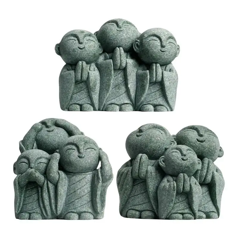 

Little Monk Relaxing Statues Tibetan Buddhism Figurines Zen Garden Ornament Little Cute Meditation Home Aquarium Decoration