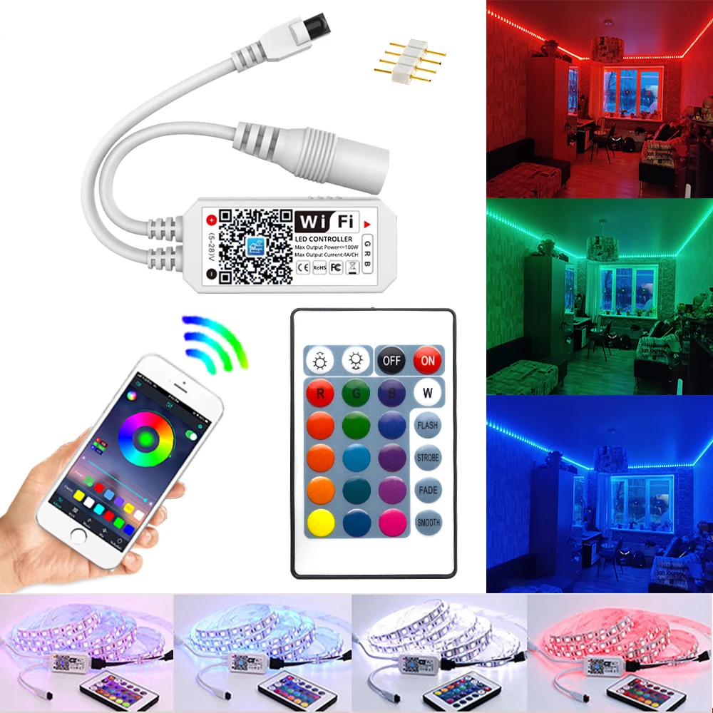 

DC5V 12V 24V RGB Led Wifi Controller LED controller For 5050 2835 RGB led strip Only/24Key/44Key WIFI Controller Magic Home