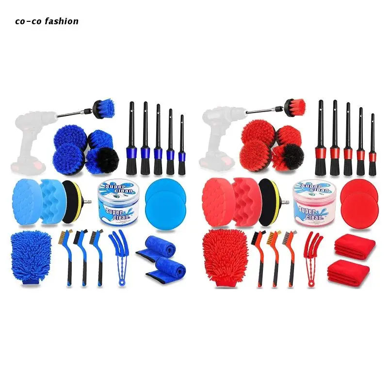 

517B 24Pcs Car Detailing Brushes Cleaning Brush Set Cleaning Wheels Tire