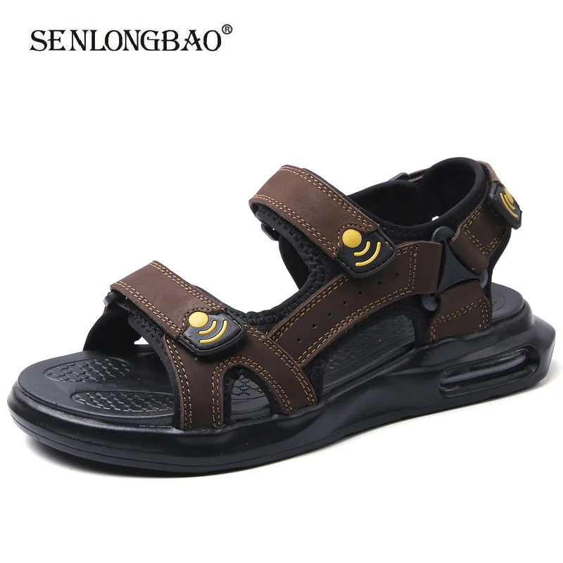 

Brand Summer Men Sandals Genuine Leather Men Casual Shoes Outdoor Men Leather Sandals for Men Beach Shoes Roman Wading Shoes