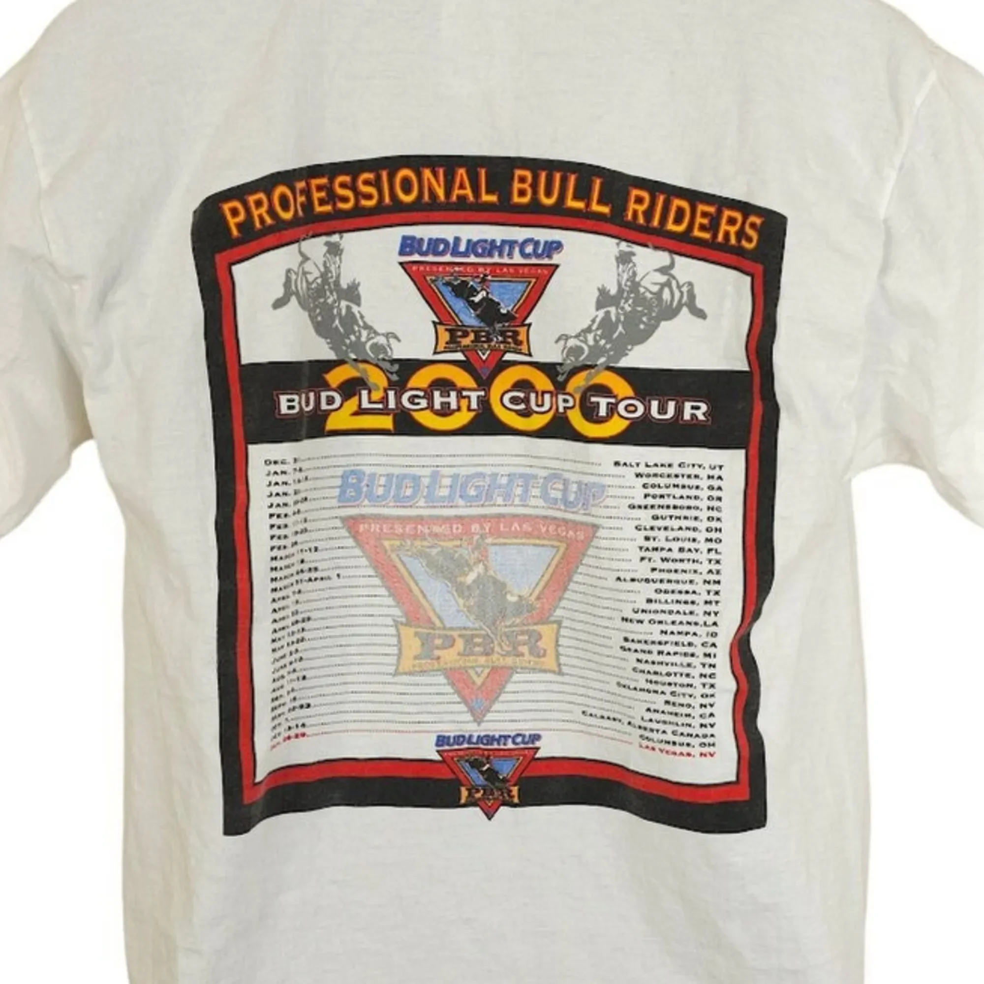 Профессиональная Винтажная Футболка Y2K 2000 Rodeo PBR Bud светильник Cup Tour для мужчин