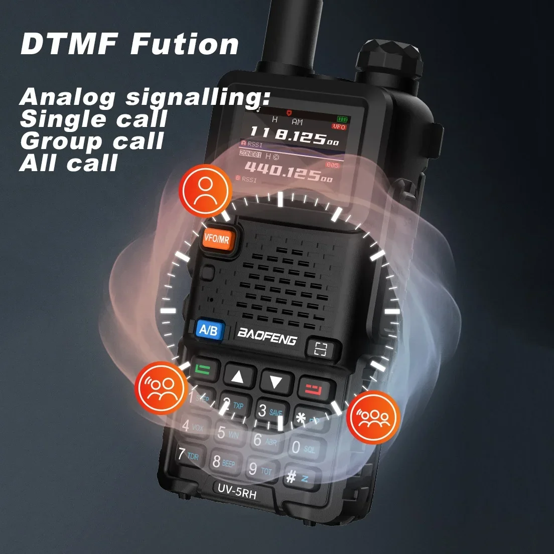Фото 2500 мАч 136-174/400-520 МГц двухдиапазонная радиостанция Baofeng UV-5RH 999CH 10 Вт двусторонняя рация Type-C №4