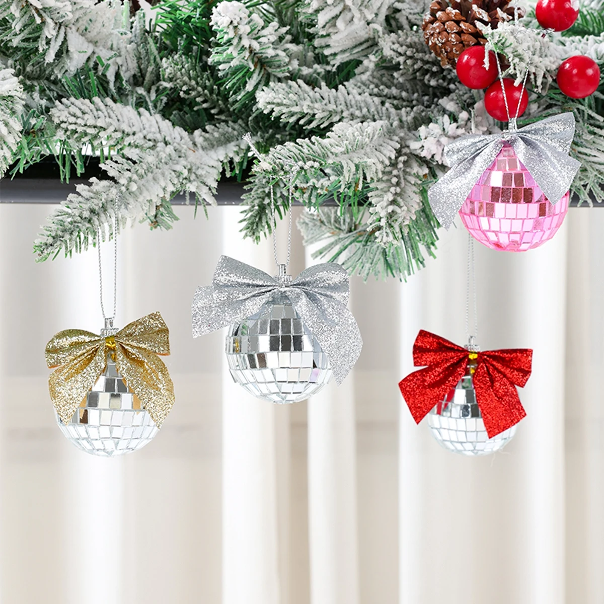 Christmas Mirror Ball Pendant Decoration for Home 2024 Xmas Ornament Navidad Natal New Year Gift 2025