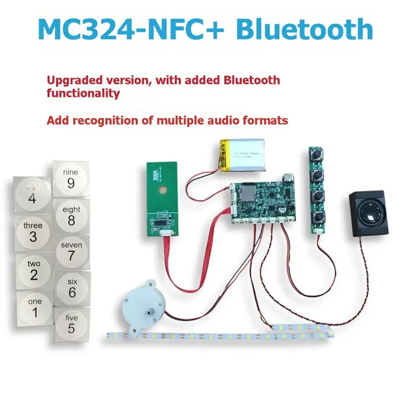 Фото ABKQ-For MC-324 NFC-основная плата 5 Вт MP3 для музыкального плеера, 9-кнопочные звуковые аксессуары, USB-подключение, NFC-модуль для музыкального настенного автомата. №3