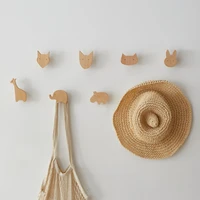 funny animals wood wall hook key holder storage organize gadgets coat clothing handbag rack home accessories punch mounted