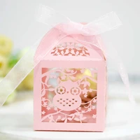1020pcs candy box laser cut owl sweets candy boxes baby shower guests gift boxes christening baptism kid birthday chocolate box