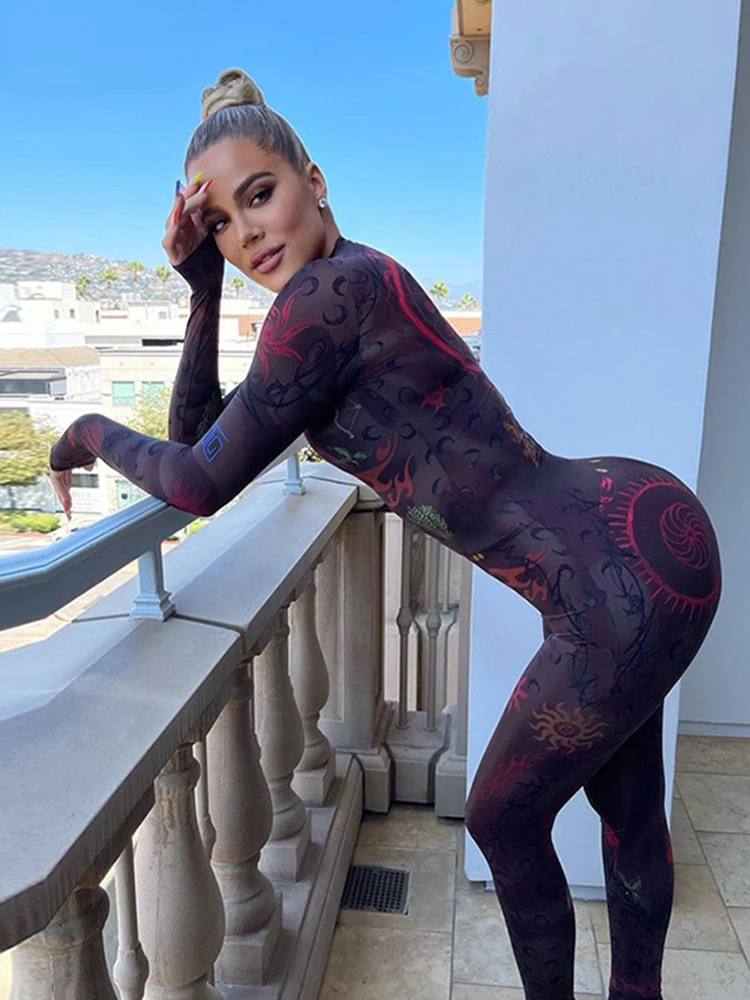 

2022 Fall Winter Women Multicolor Elegant Pattern Bodysuit Female Zipper Clothes Friend Dating Shopping Outfit