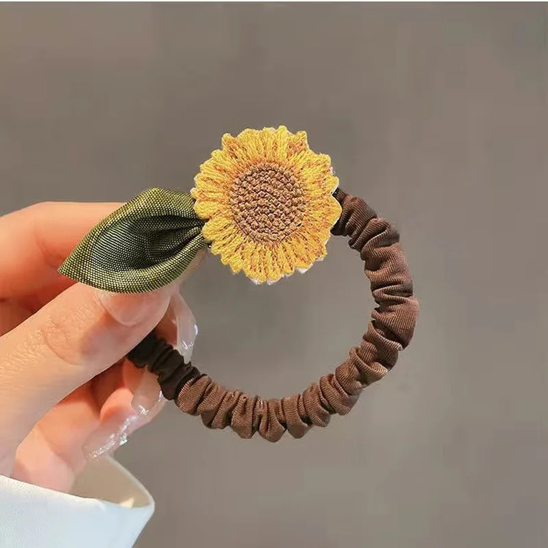 

Korea Style Simple Girl Hair Ties Cute Summer Flowers Fabric Sunflower Rubber Band Hair Ropes for Women Fashion Hair Accessories