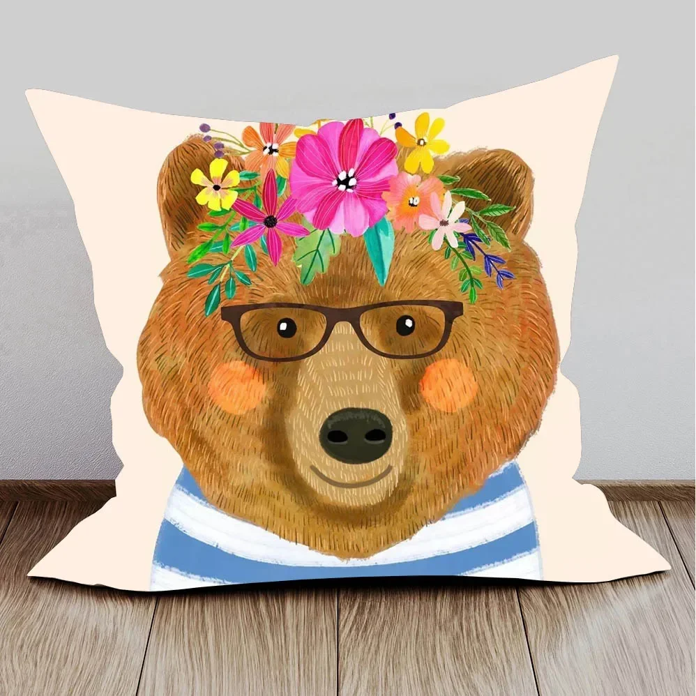 Олень Медведь Кролик тигр лиса Racoon мопс собака еж животные постеры наволочки