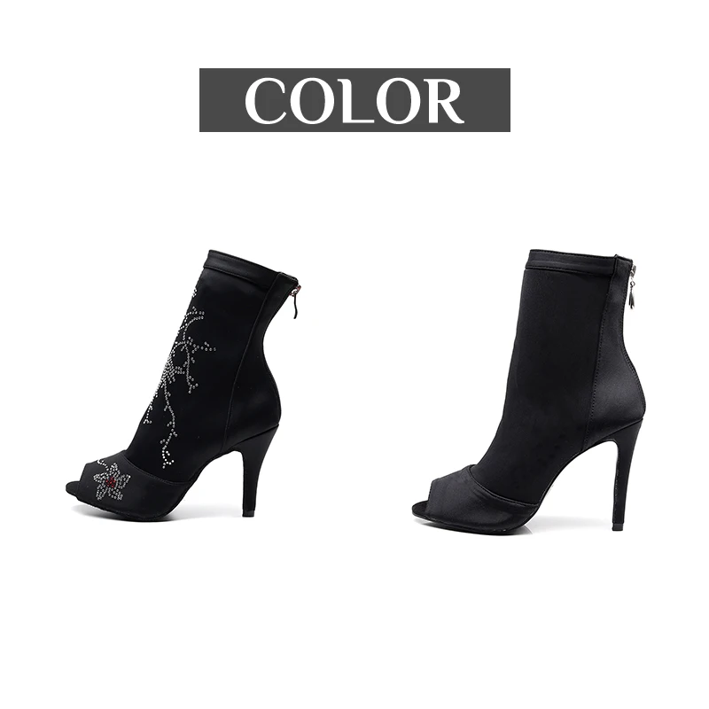 DKZSYIM Women Dance Boots High Quality Stretch Latin Ballroom Dance Shoes Ladies Suede Soles Jazz High Heels Shoes for dance