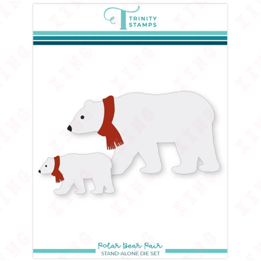 

2022 Diy Scrapbook Decoration Embossing Craft Templates Christmas New Metal Cutting Dies Make Album Card Polar Bear Pair Die Set