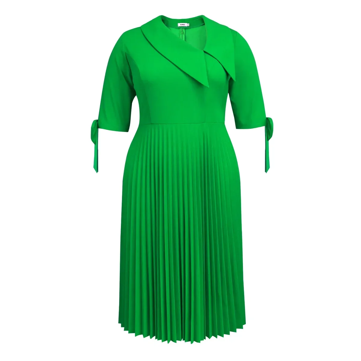 Женское элегантное зеленое плиссированное церковное платье с нестандартным