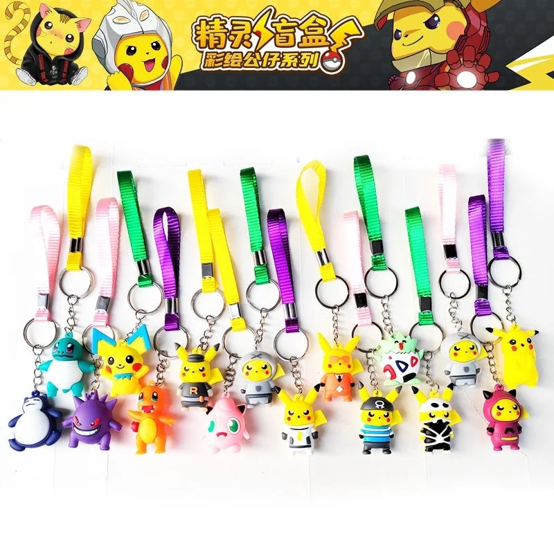 

24pcs/set Sanrio Keychain Pendant Kitty Cinnamoroll Kuromi Random Anime Figures Pokemon Pikachu Keyring For Children Kids Toys