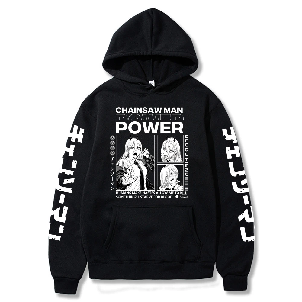 Anime Chainsaw Man Power Hoodie Streetwear Sweatshirts Hoodie Pullovers Sudadera