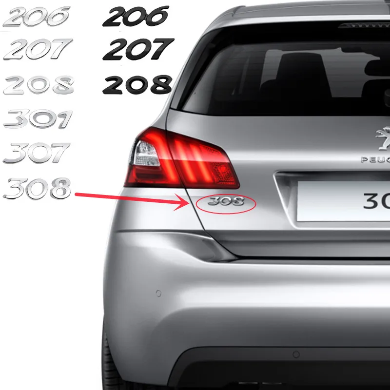 Металлическая Наклейка на багажник автомобиля для Peugeot 206 207 208 301 307 308 406 407 408 508 5008 3008 2008 208XS 208GTi Металлическая Наклейка на багажник автомобиля для Peugeot 206 207 208 301 307 308 406 407 408 508 5008 3008 2008 208XS 208GTi