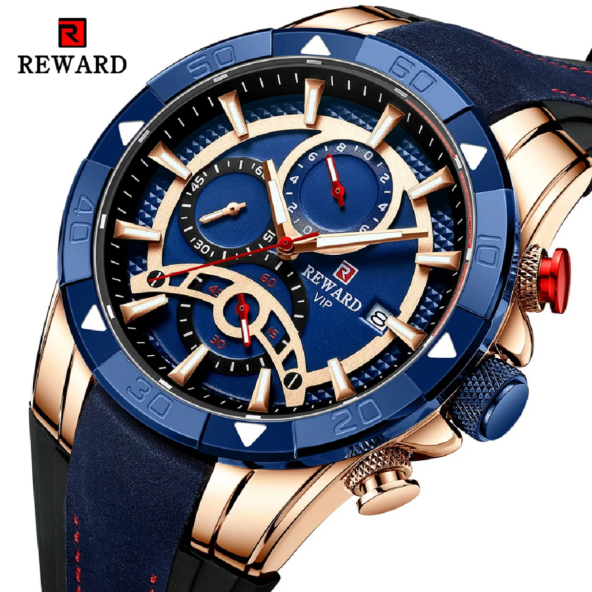

REWARD Fashion Blue Men Watches Chronograph Top Brand Luxury Waterproof Quartz Watch Men 2022 New Big Dial Sport Wrist Watch
