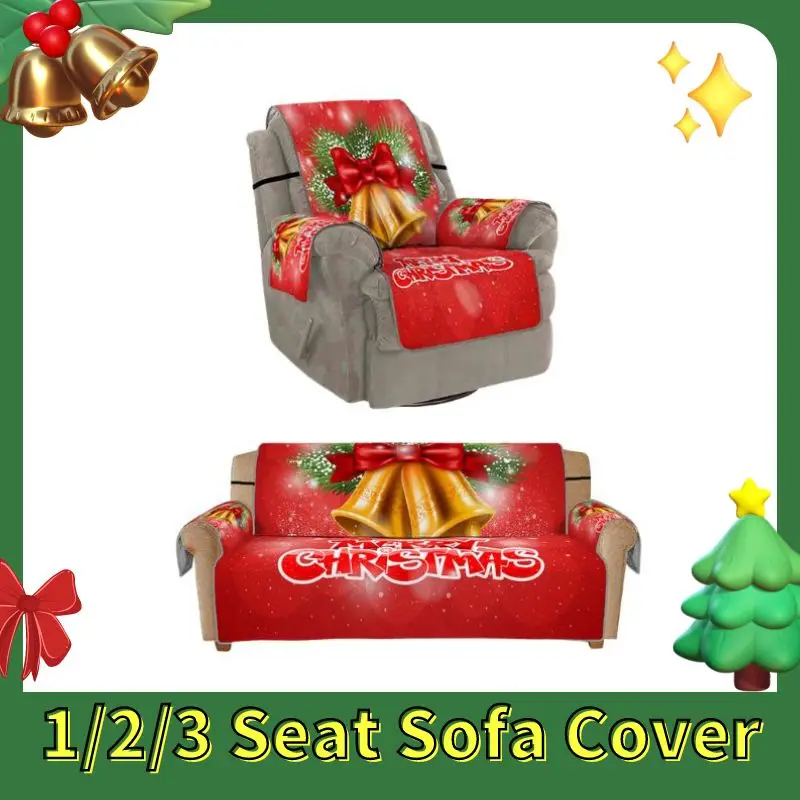 

Festive Decoration Sofa Covers 1/2/3 Seater Christmas Home Sofa Cushion Cover Santa Claus The Bell Christmas Sofa Dust Cover
