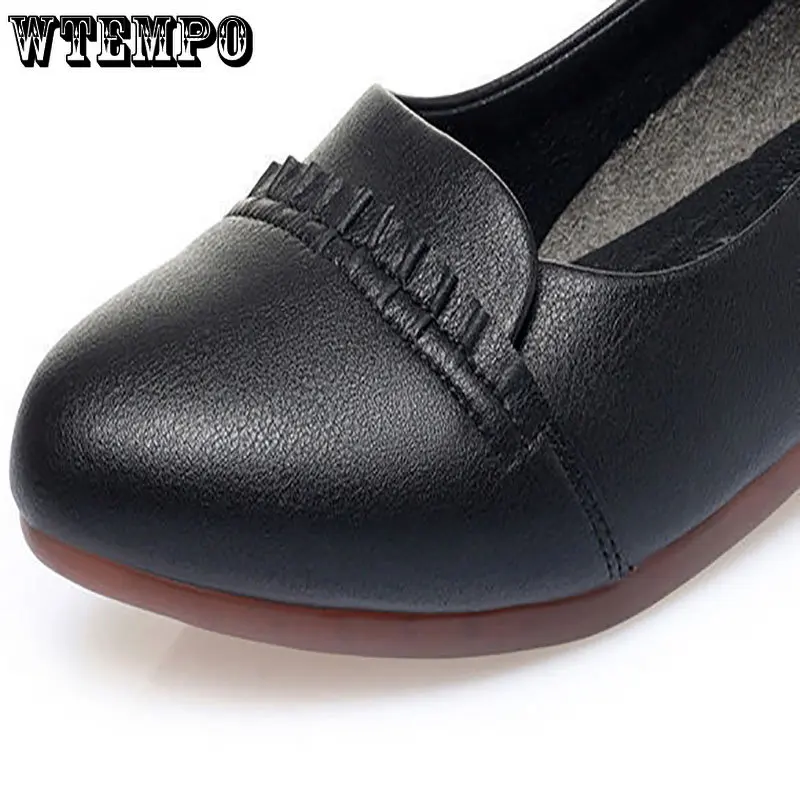 WTEMPO Spring Women Pumps Shoes Pointed Toe Women Flat Shoes Solid Color Slip on Casual Shoes Soft Comfort Leather Dropshipping