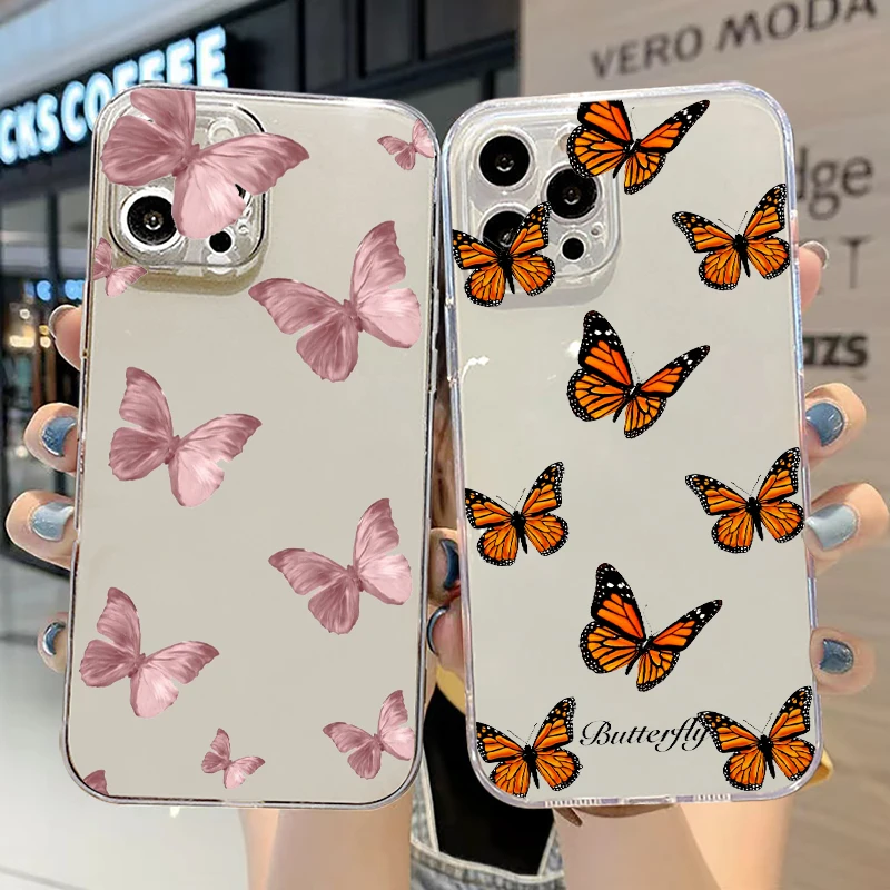 

Simple Style Butterfly Phone Case For Apple iPhone 14 13 12 11 Pro 12 13 Mini X XR XS Max SE 6 6s 7 8 Plus Carcasa