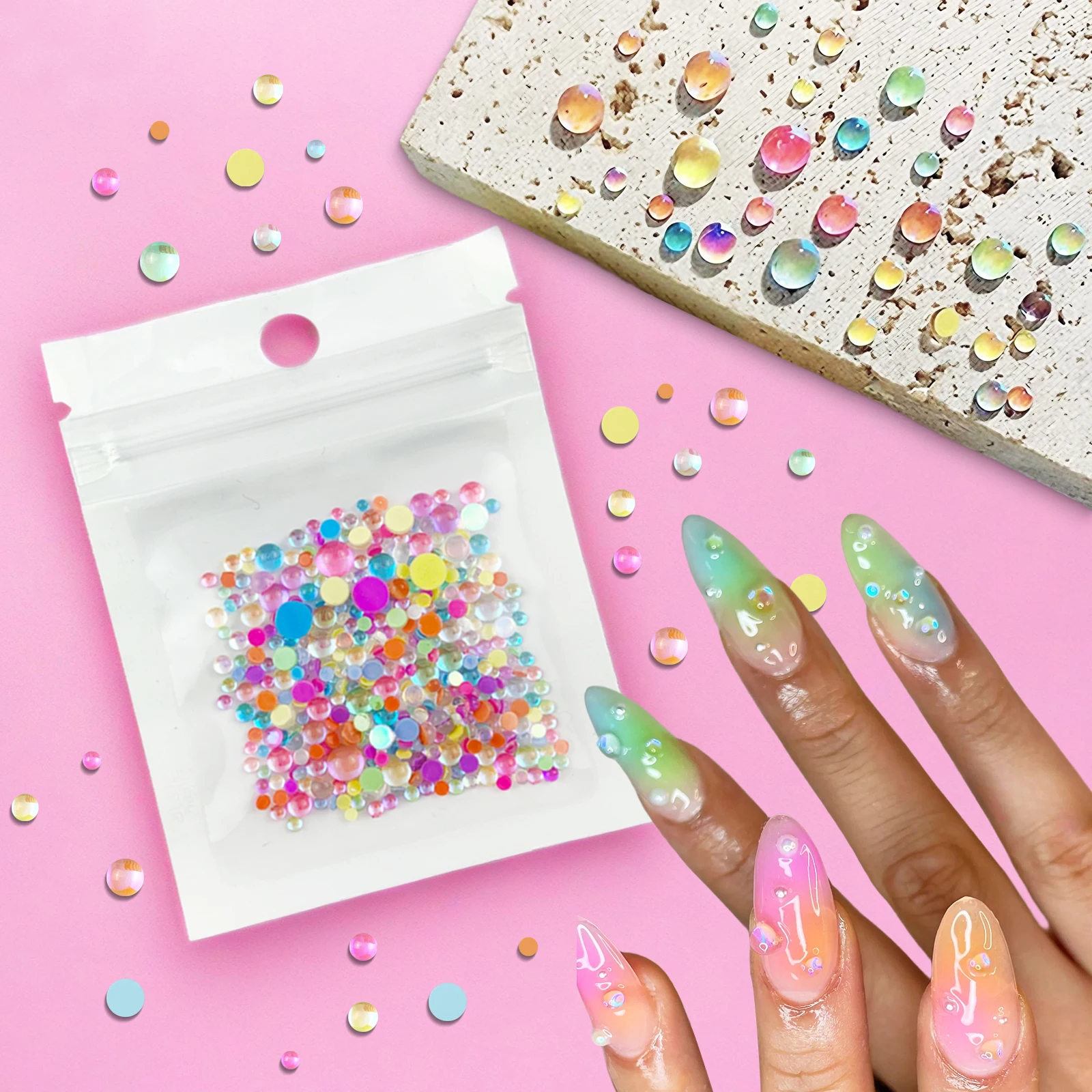 Подвески для ногтей Стразы Русалка Круглый стеклянный кристалл с плоской задней