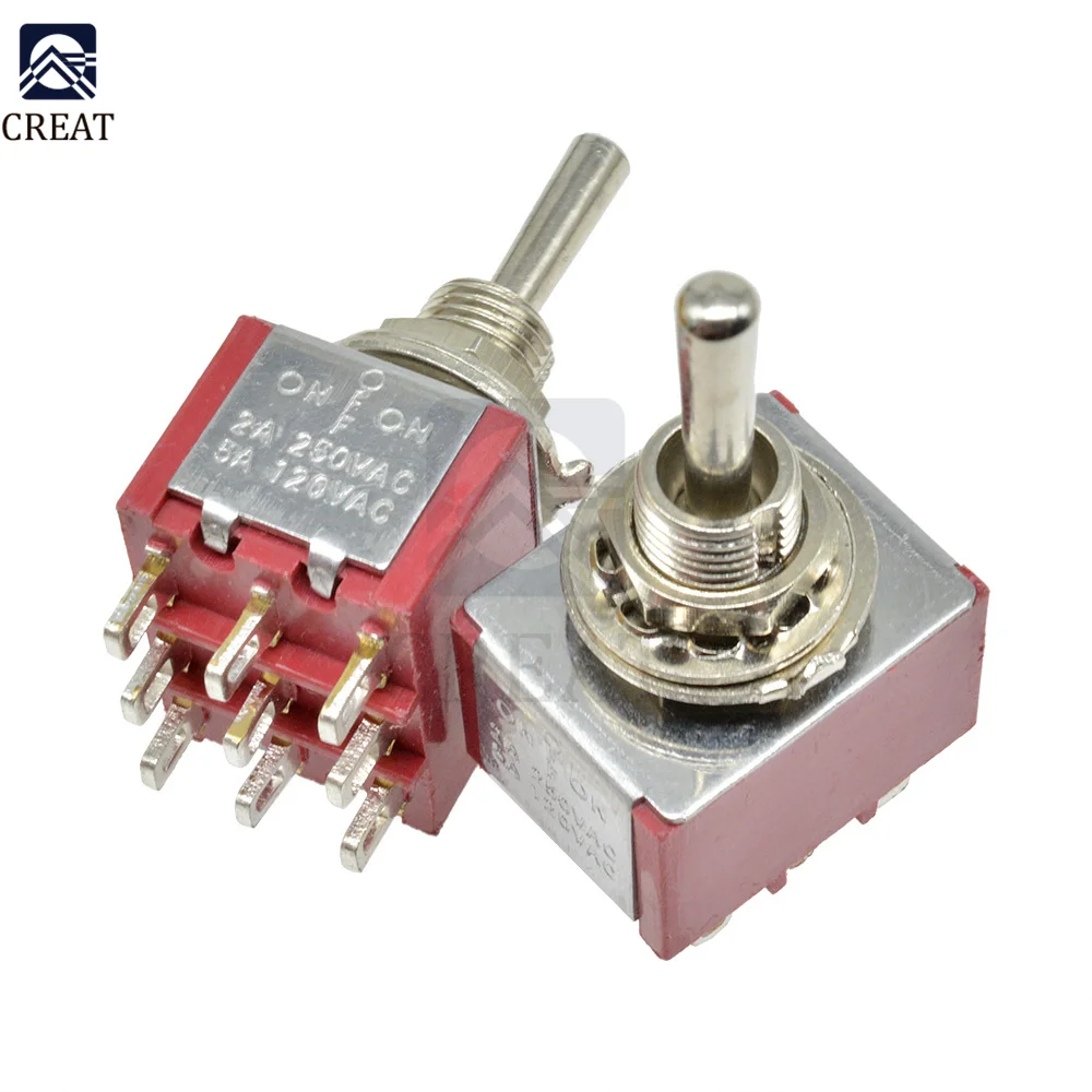 

5 шт., переключатель-тумблер, 6 мм, 4 дюйма, 3 положения, 9 контактов, 120 В переменного тока