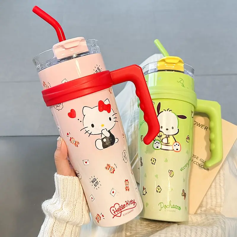 Новинка 1200 мл мультяшный Sanrio My Melody Hello Kitty термос чашка большой емкости кавайная