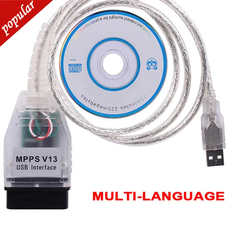 Фото 2024 Новый MPPS V13.02 V13 K CAN Flasher Chip Tuning ECU Programmer MPPS V13 OBD2 16-контактный интерфейс USB Автоматический диагностический кабель №1