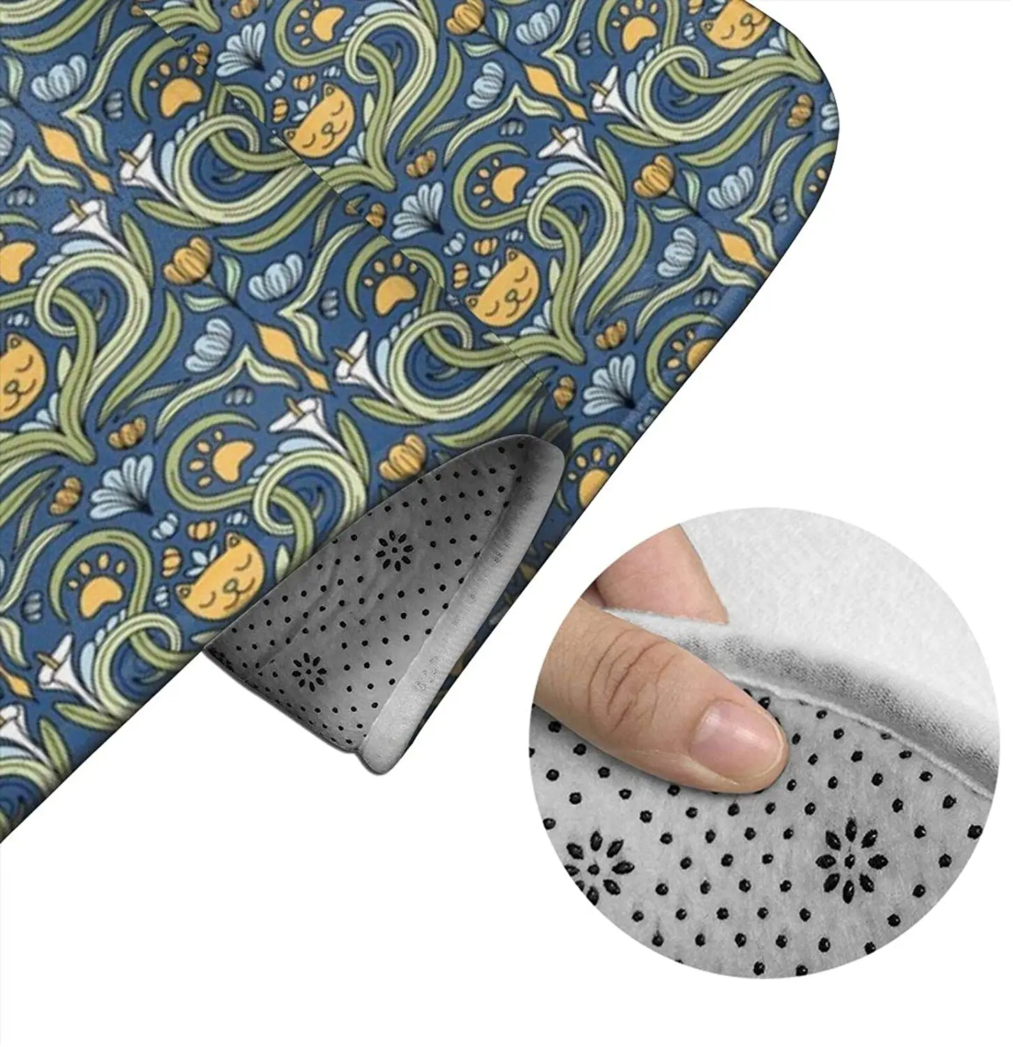 

Cat Nouveau Blue Bathroom Mat Sets 3 Piece Set Rugs Memory Foam Mat Set Toilet Seat Cover Bath Mat Lid cover