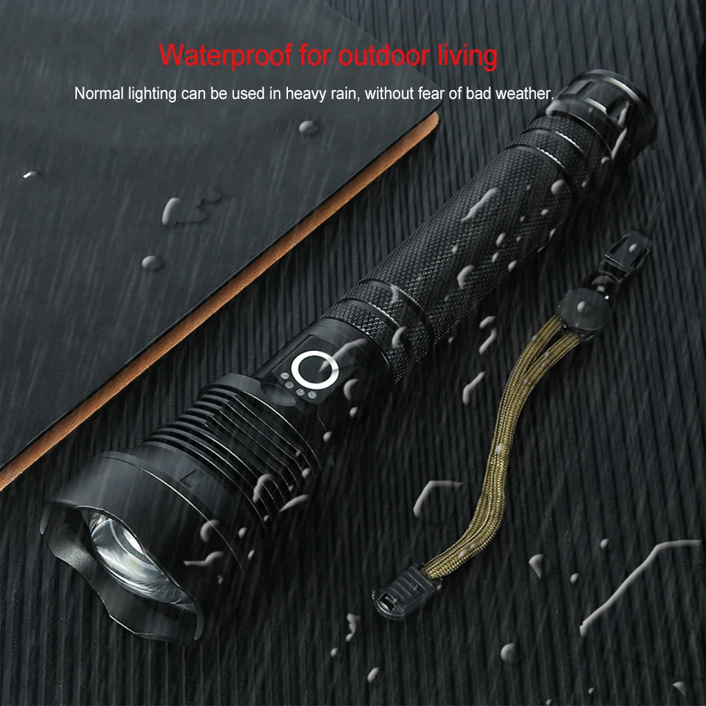 

Flashlight Outdoor Emergency Torch Rechargeable Retractable Lantern Aluminum Alloy Waterproof Light Camping Bright Lamp