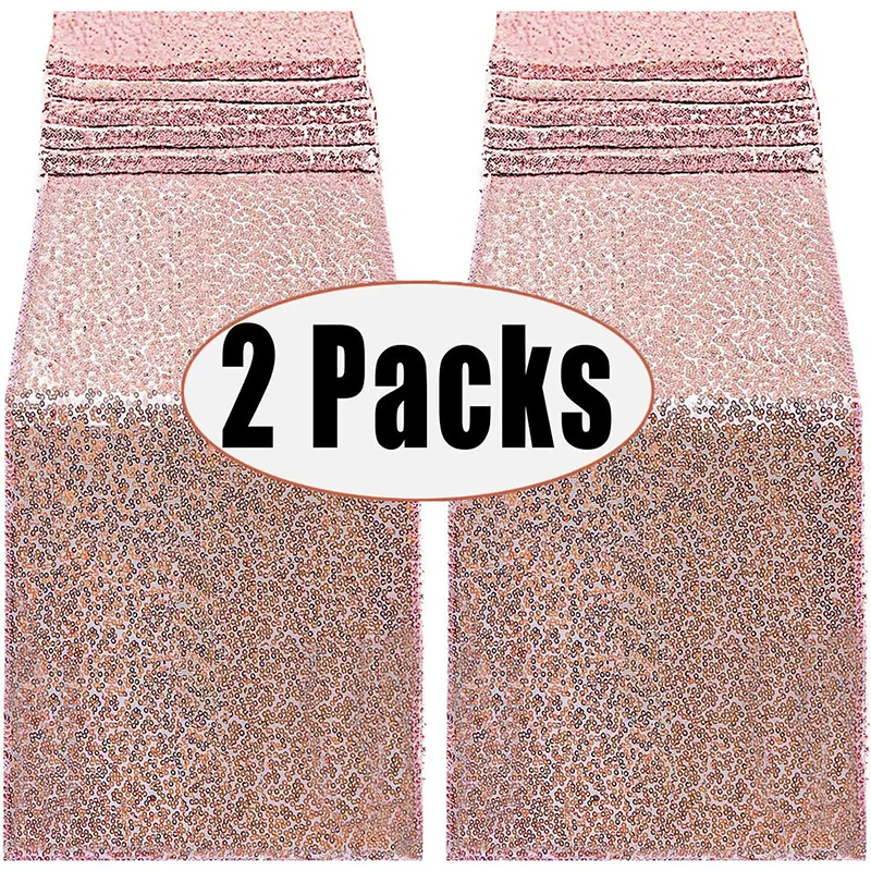 

2Pcs 30x180cm Glitter Sequin Table Runner Cover for Wedding Bridal Shower Birthday Party Decoration Christmas Home Tale Decor