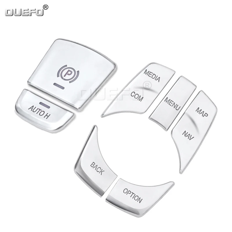 

Chrome ABS Car Multimedia Button Cover Trim Parking Brake Button Sticker For BMW G01 G30 G38 5 Series 2017-2021 Auto Accessories
