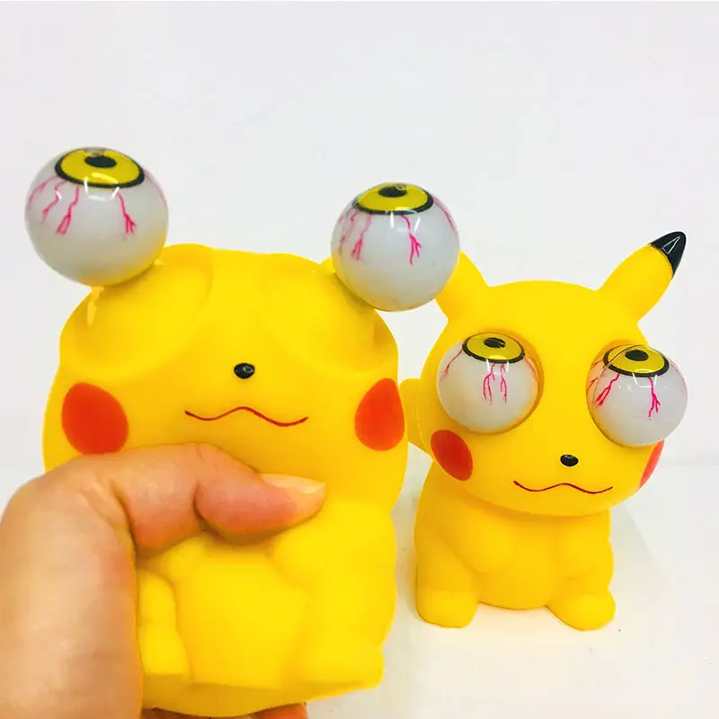 

Pokemon Spoof Pikachu Eye-Popping Doll Trick Toy Sand Carving Pikachu Decompression Squeezing Toy