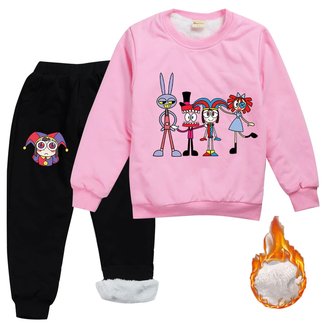 Amazing Digital Circus Clothes Kids Winter Warm Plush Sweatshirts Pants 2pcs Sets Baby Girls Pomni &amp Jax Tracksuit Boys Clothing