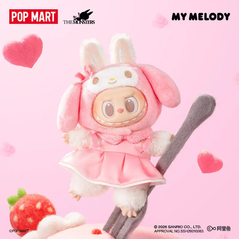 Фото Коллекционная фигурка-сюрприз POP MART The Monsters Labubu X Sanrio Family: Кавайная виниловая плюшевая кукла, аниме-фигурка, модная игрушка, брелок, подарок №3