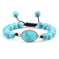 blue pendant bracelets bangle for women men natural blue pine stone beads braided adjustable bracelet charms yoga energy jewelry